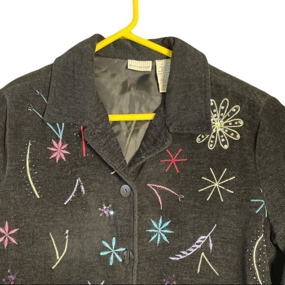 Vintage White Stag Embroidered Sequin Velour Jacket - Picture 1 of 8